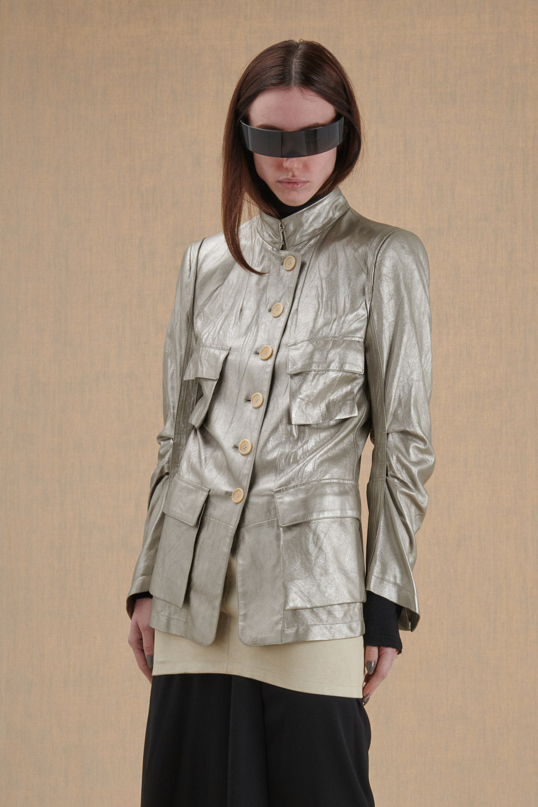 Giacca in pelle silver ANN DEMEULEMEESTER