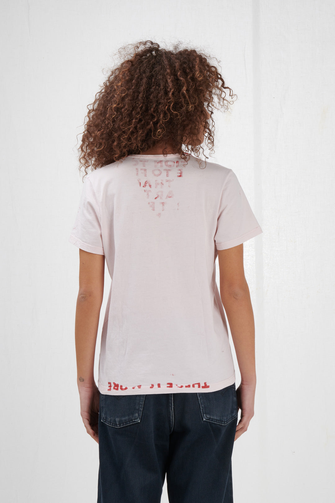 PINK AIDS T-SHIRT WITH RED WRITING