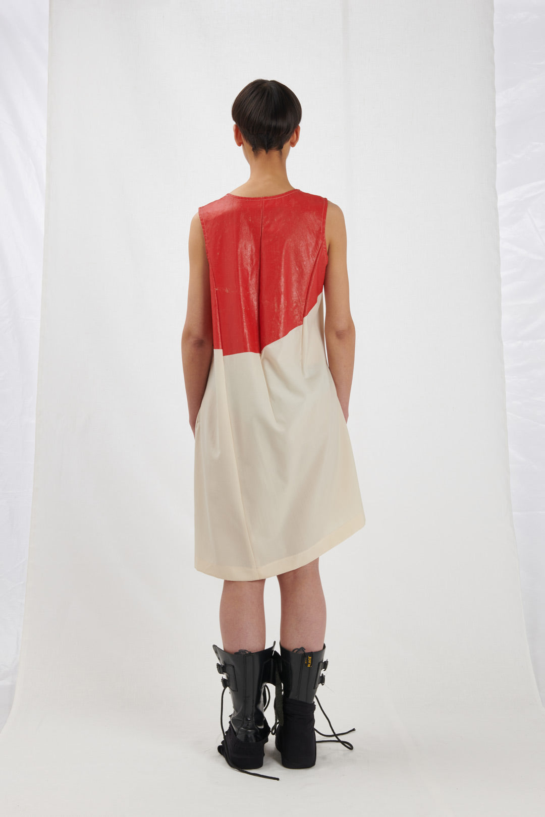 ASYMMETRIC WHITE AND RED DRESS