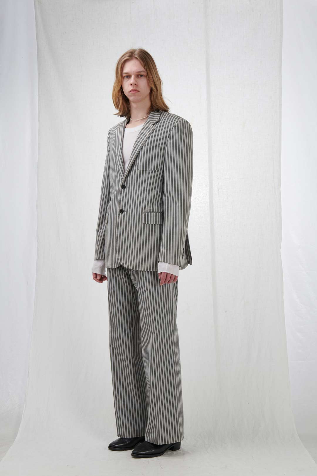 PINSTRIPE COTTON SUIT NO PRICE