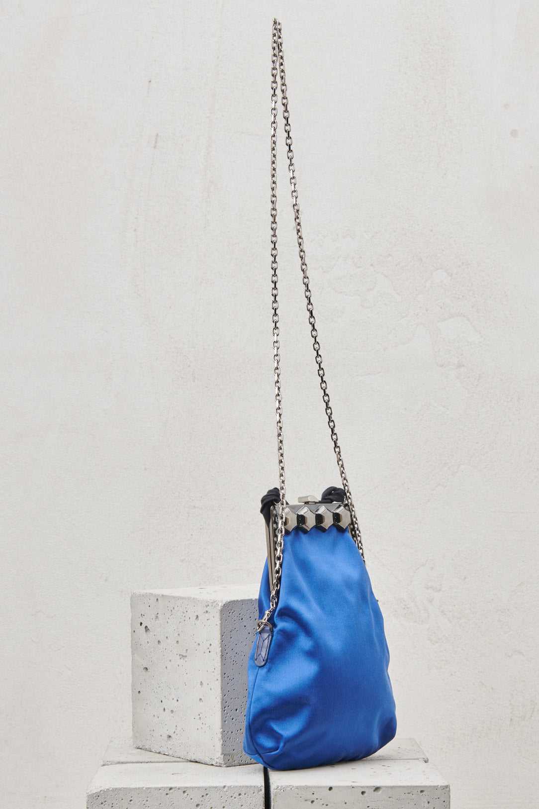 BLUE SATIN POUCH