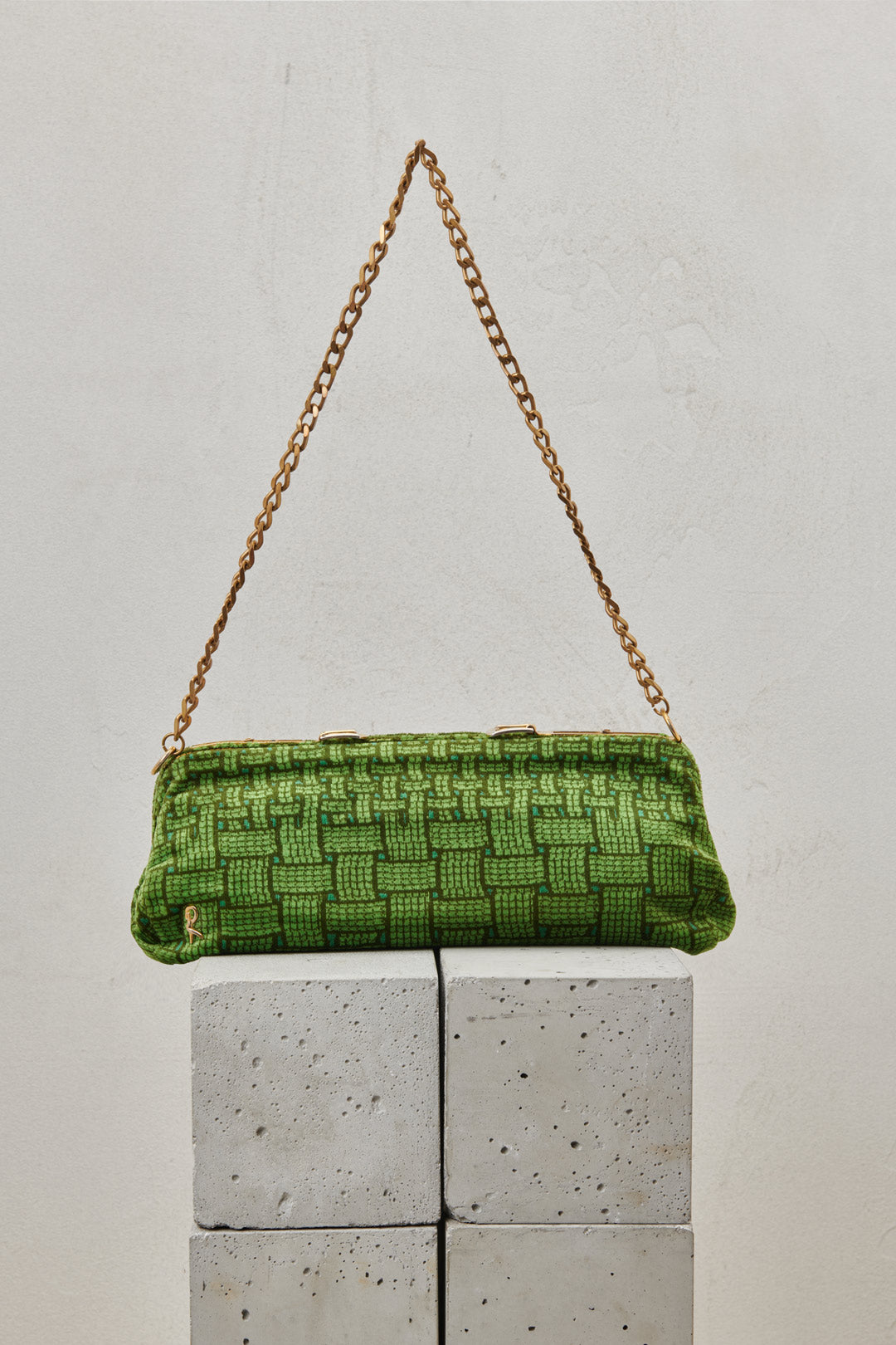 70'S GREEN VELVET BAG