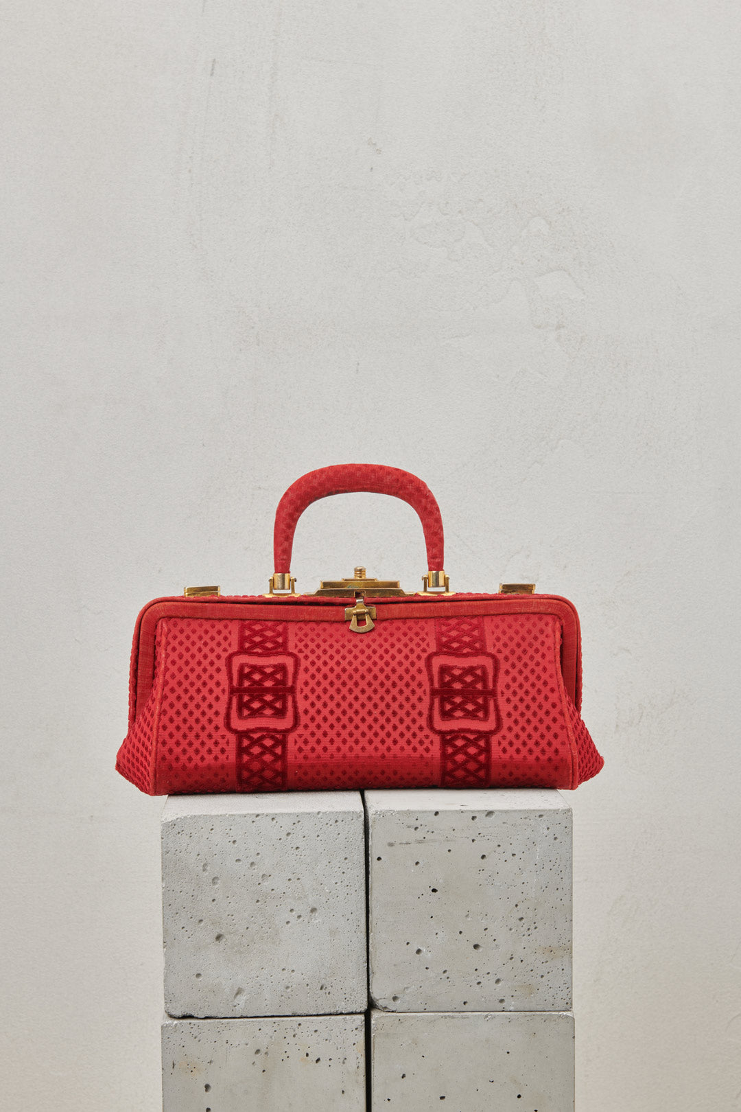 BORSA anni 50'/60' in VELLUTO ROSSO