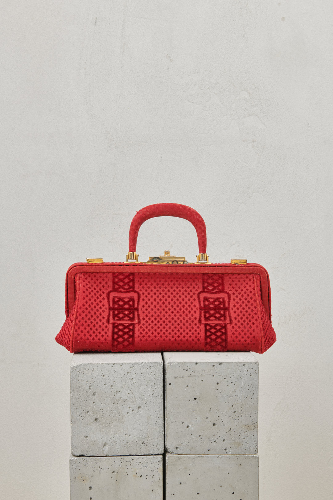 BORSA anni 50'/60' in VELLUTO ROSSO