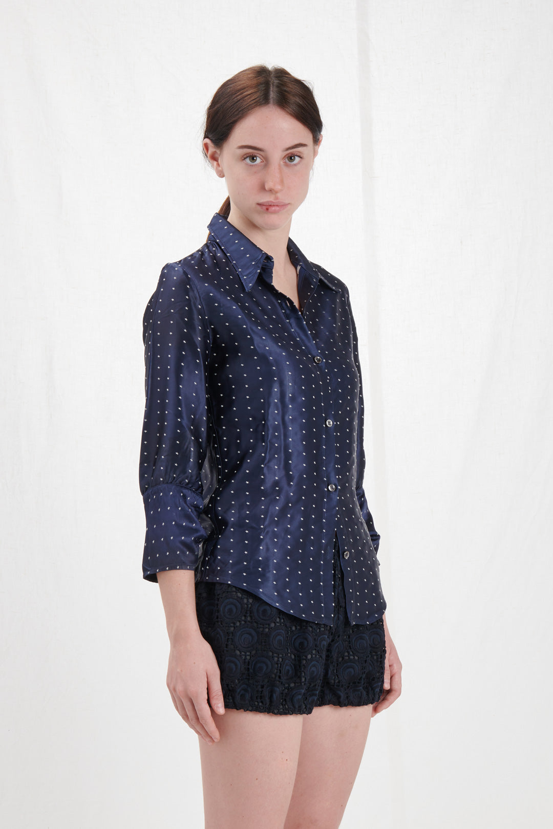 CAMICIA BLU NOTTE CON STELLE