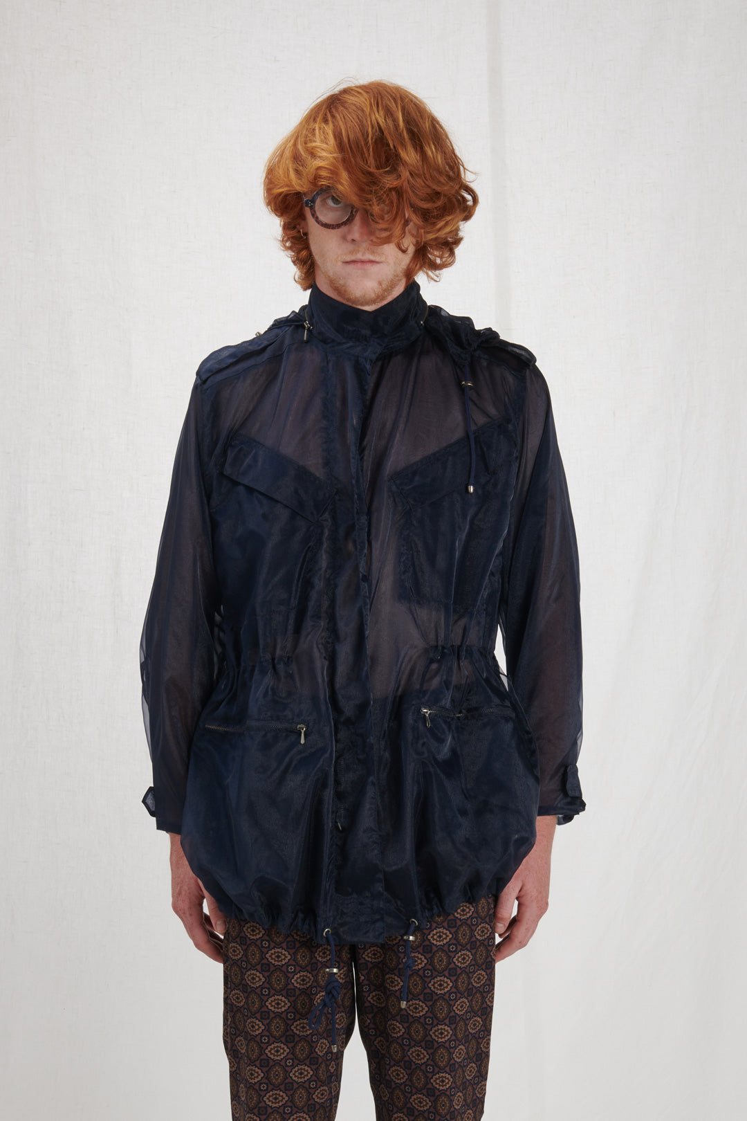 SEMI-TRANSPARENT NIGHT BLUE PARKA