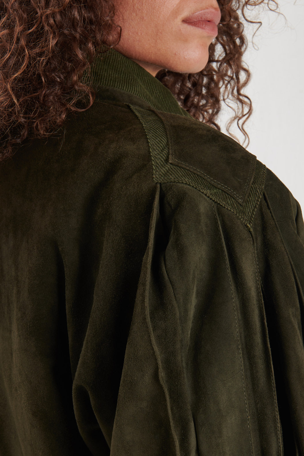 GREEN SUEDE AVIATOR JACKET