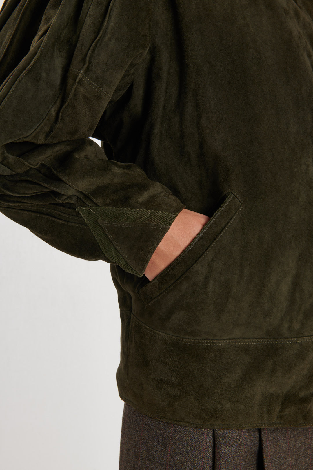 GREEN SUEDE AVIATOR JACKET