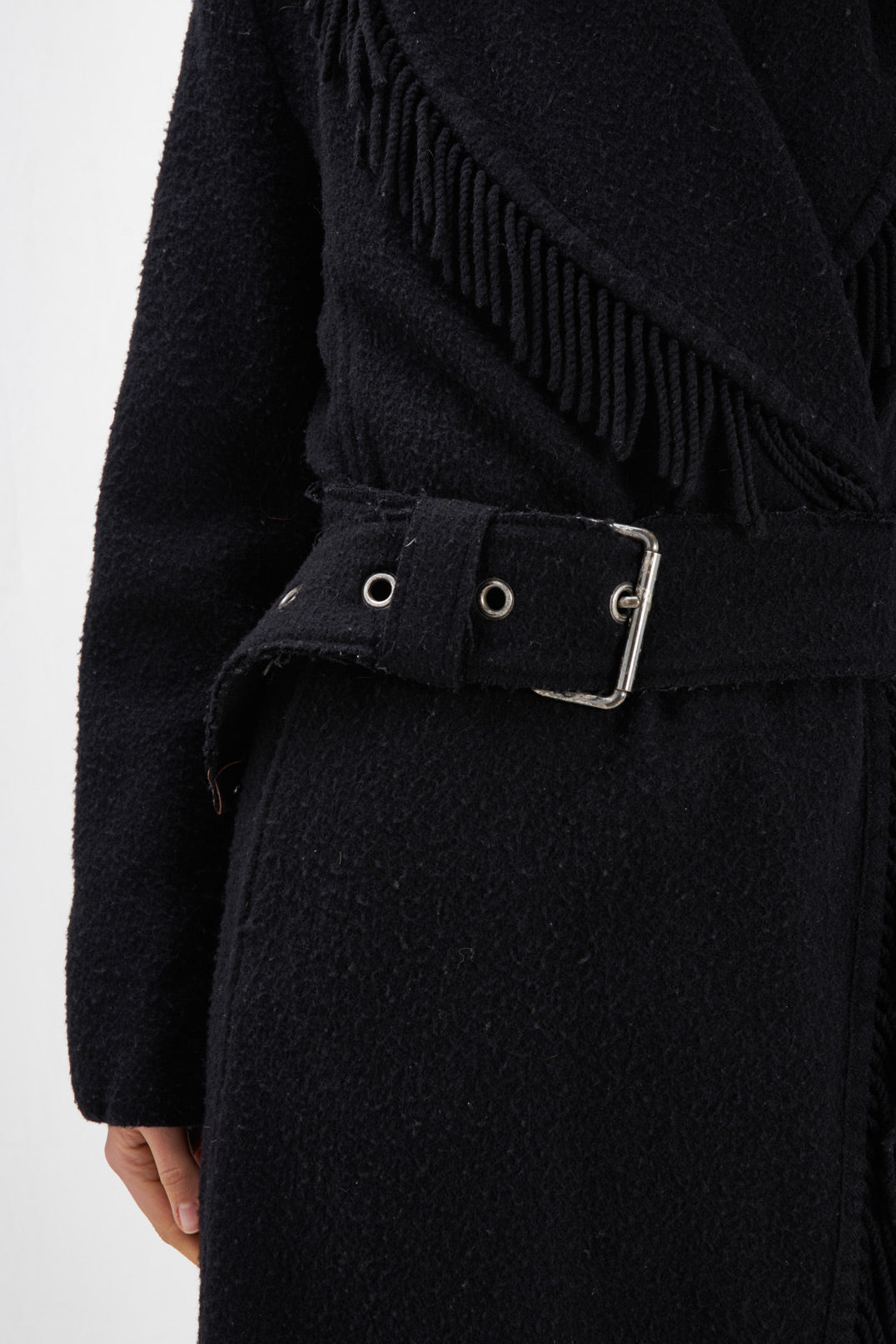 COAT WITH FRINGES AND BELT