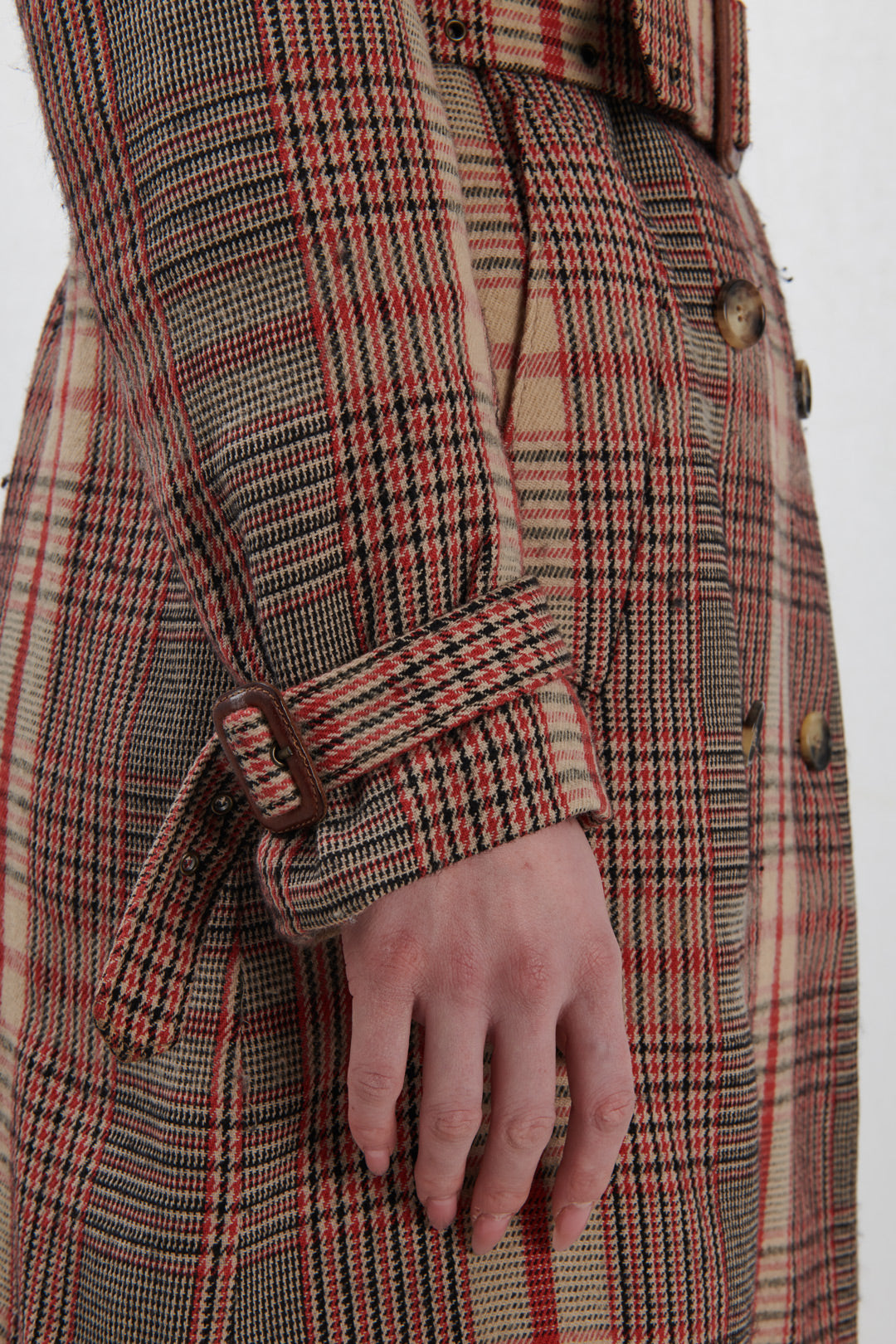 TRENCH TARTAN ROSSO NERO