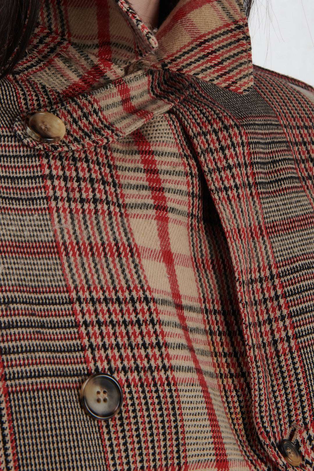 TRENCH TARTAN ROSSO NERO