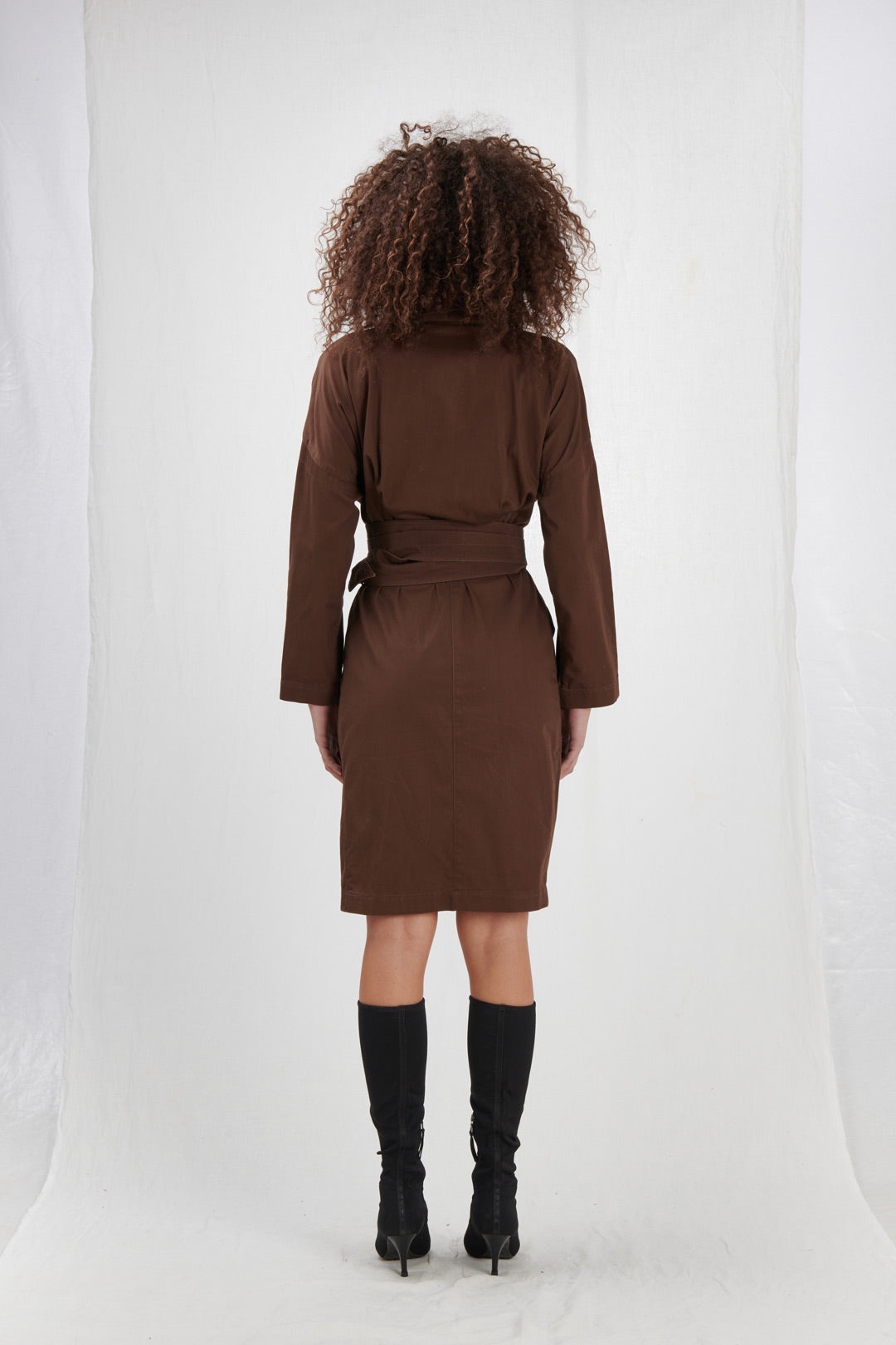 BROWN DRESS WITH BELT