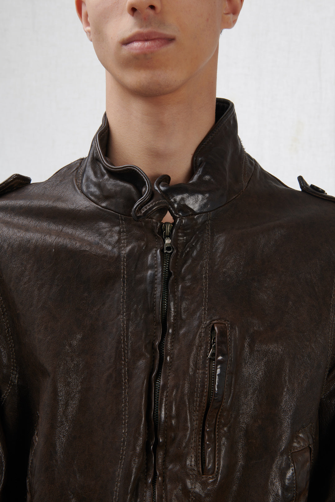 DARK BROWN LEATHER JACKET