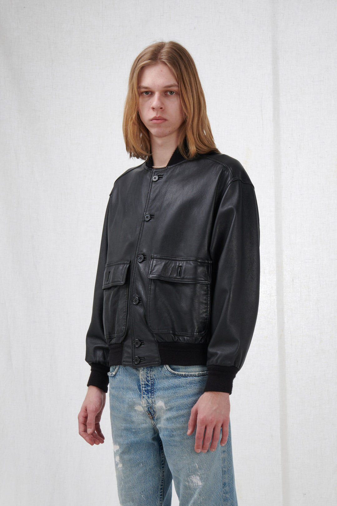 BOMBER IN PELLE NERO