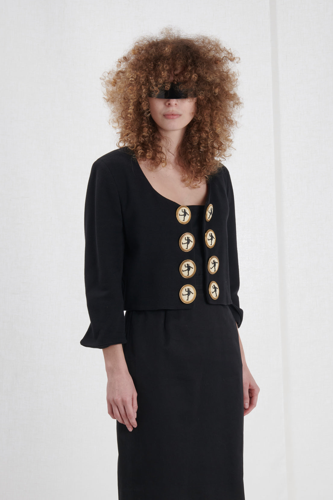 BLACK BOLERO WITH JEWEL BUTTONS