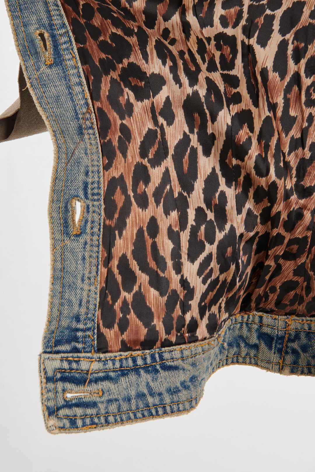 GIACCA DI JEANS CON FODERA ANIMALIER