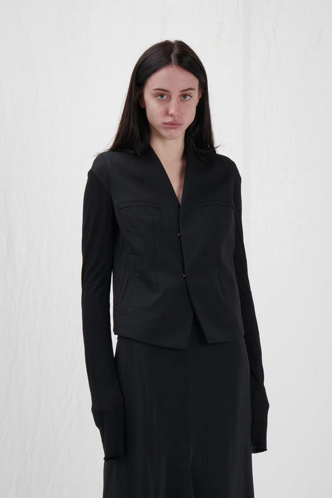 WOOL JACKET WITH JERSEY SLEEVES