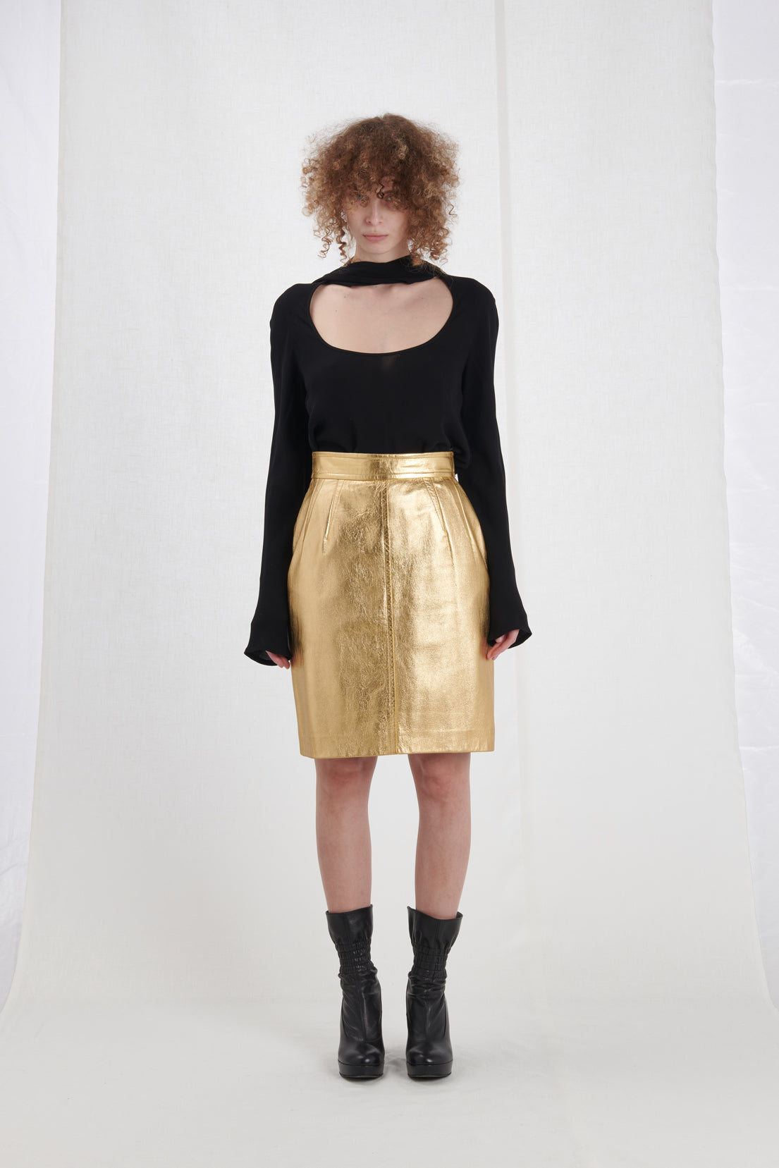 GOLD LEATHER SKIRT