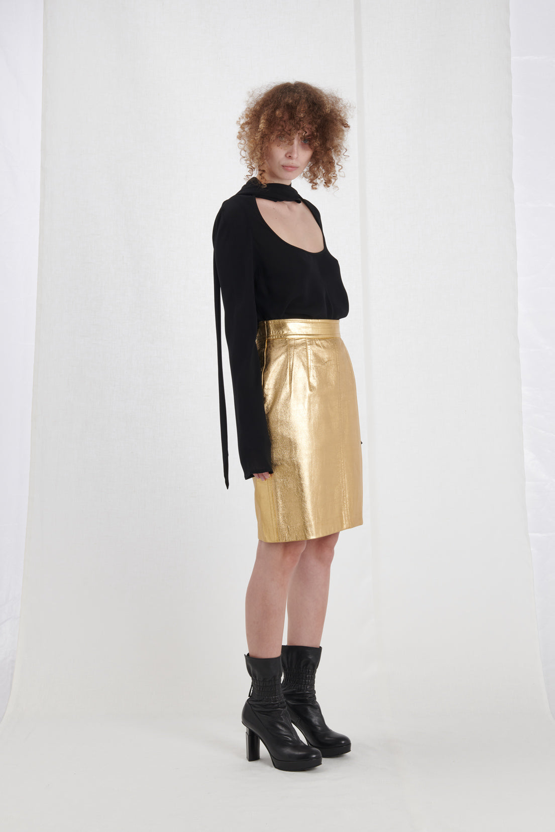 GOLD LEATHER SKIRT