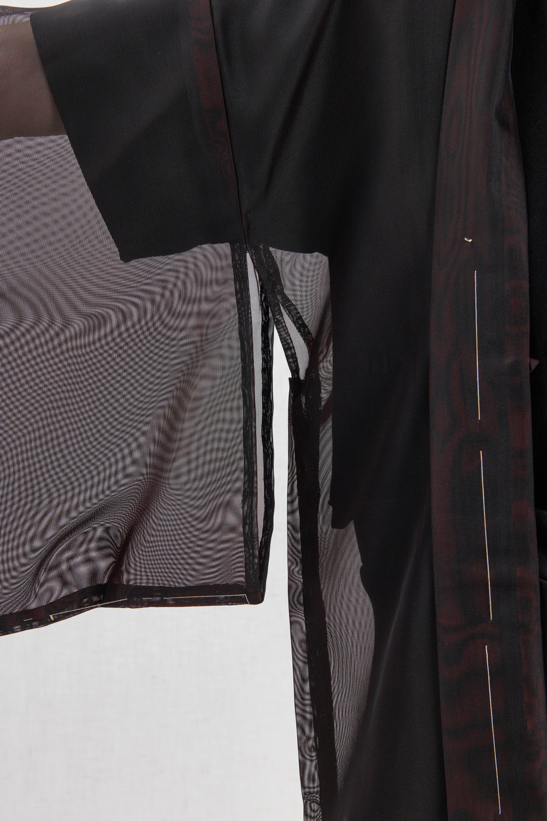 MESH KIMONO WITH EXPOSED STITCHING