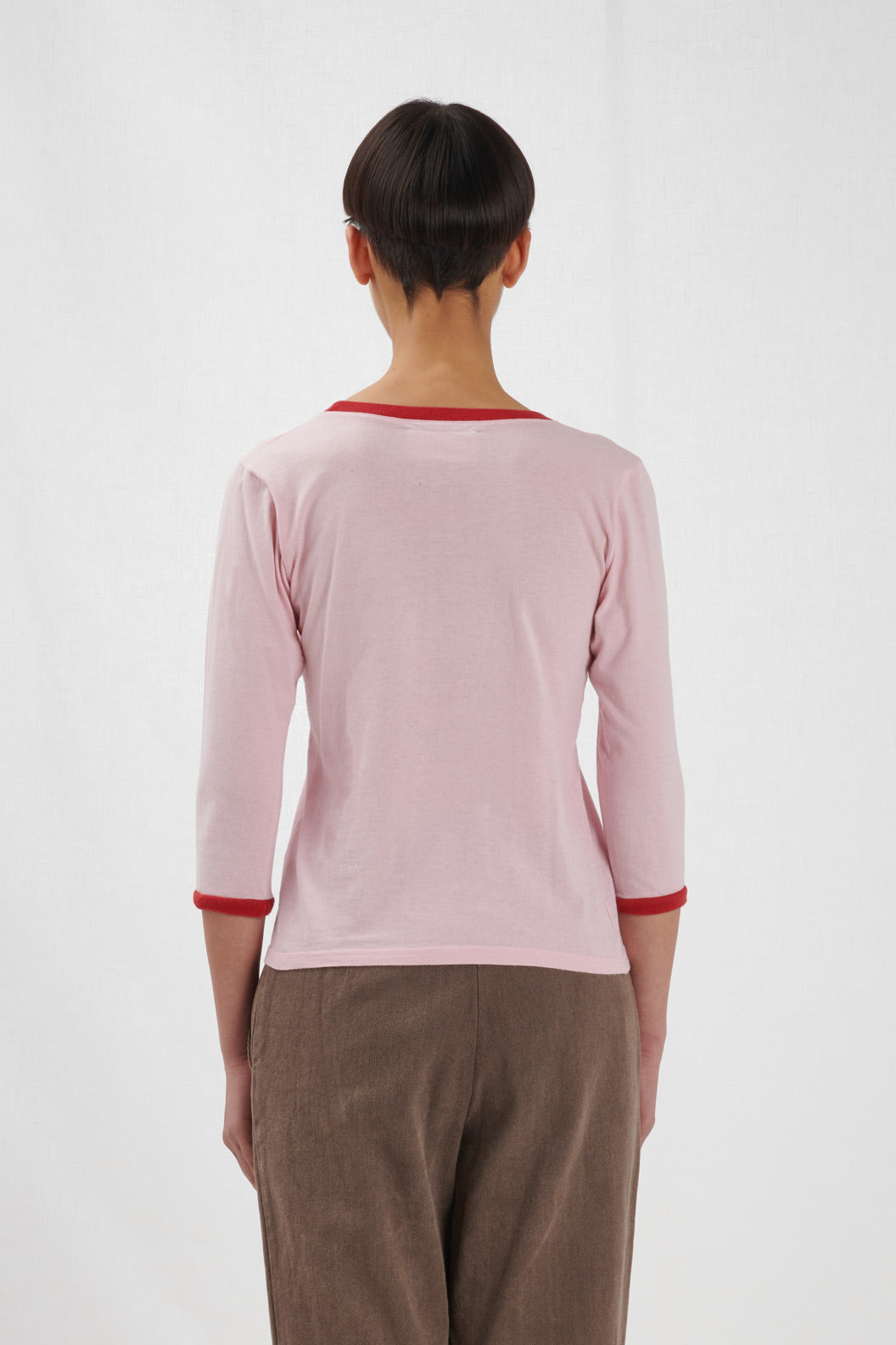 PINK T-SHIRT WITH RED PROFILES