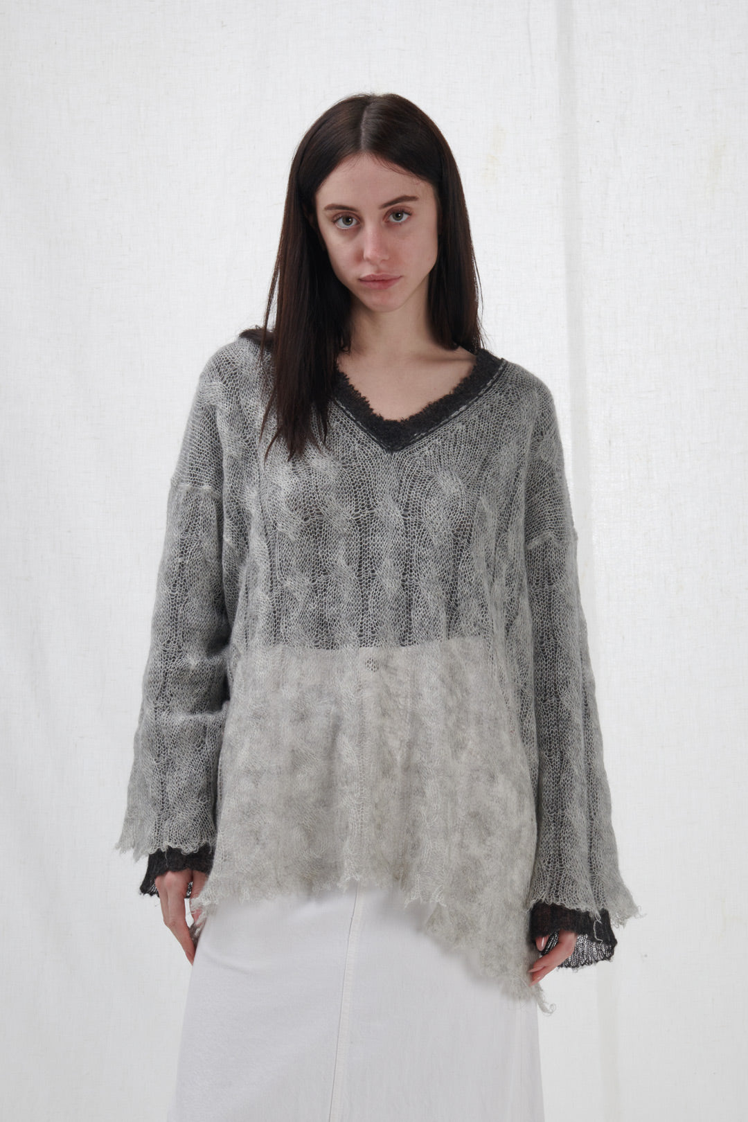 MAGLIONE DISTRESSED GRIGIO