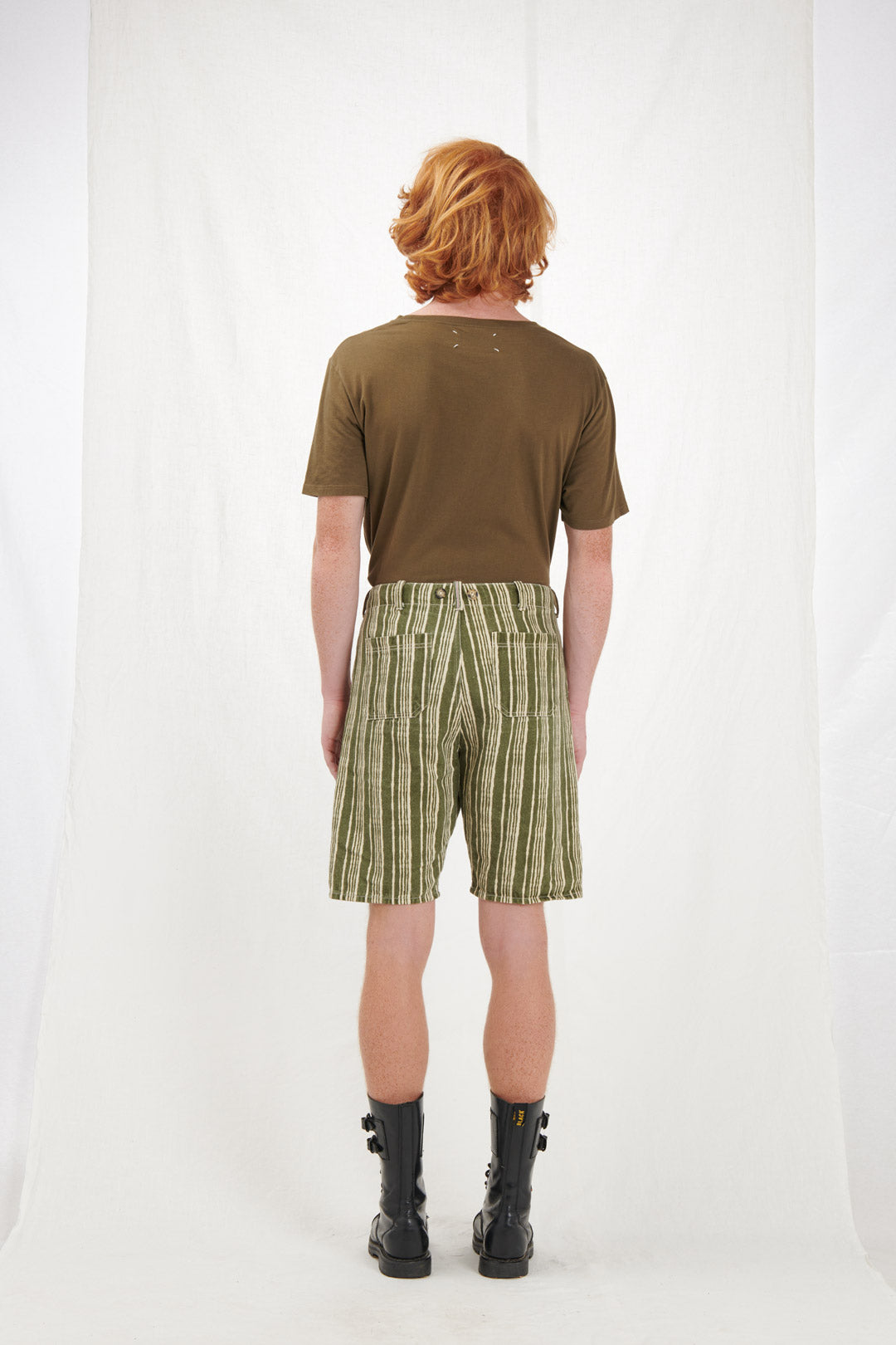 GREEN STRIPED BERMUDA SHORTS