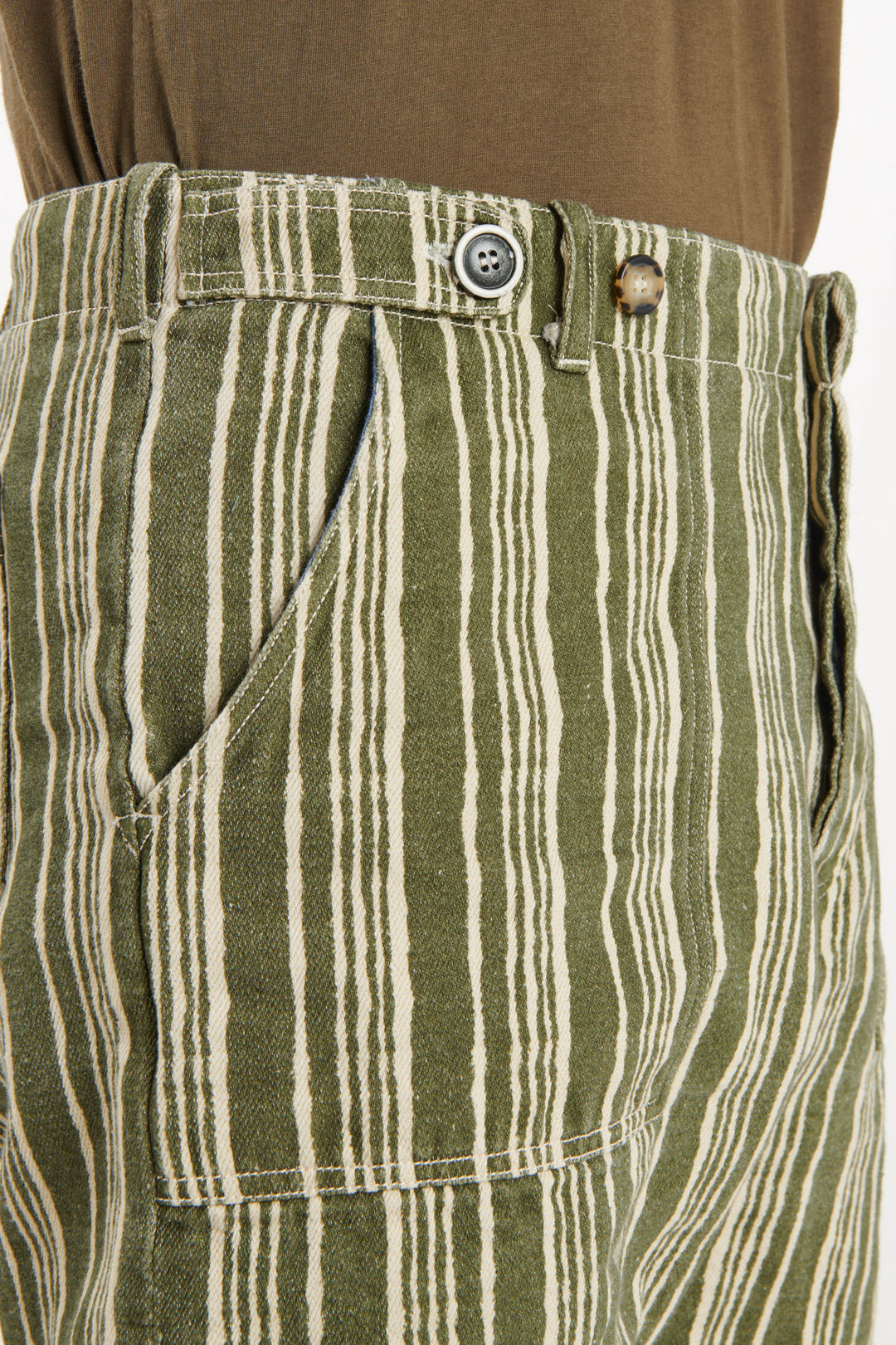 GREEN STRIPED BERMUDA SHORTS