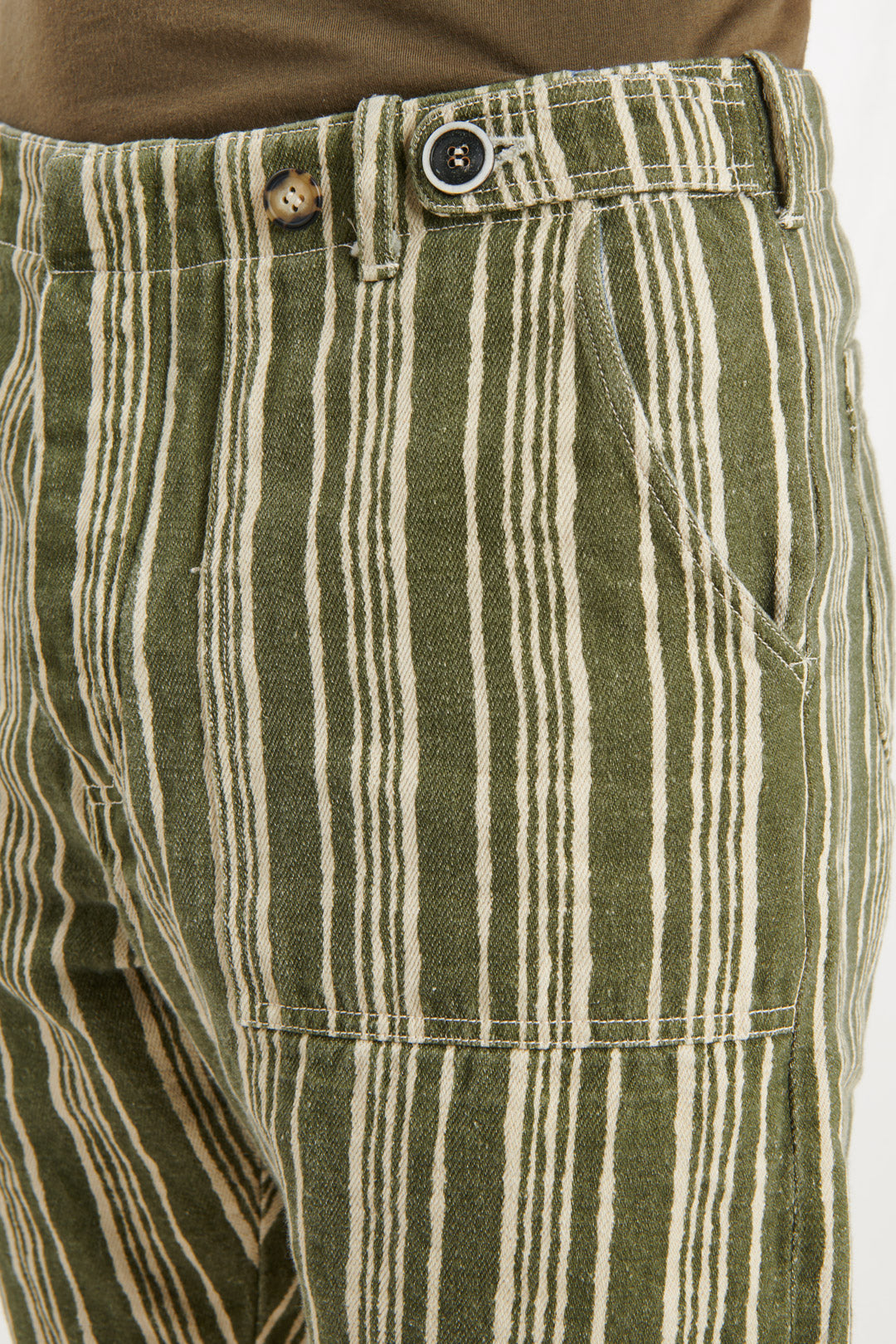 GREEN STRIPED BERMUDA SHORTS