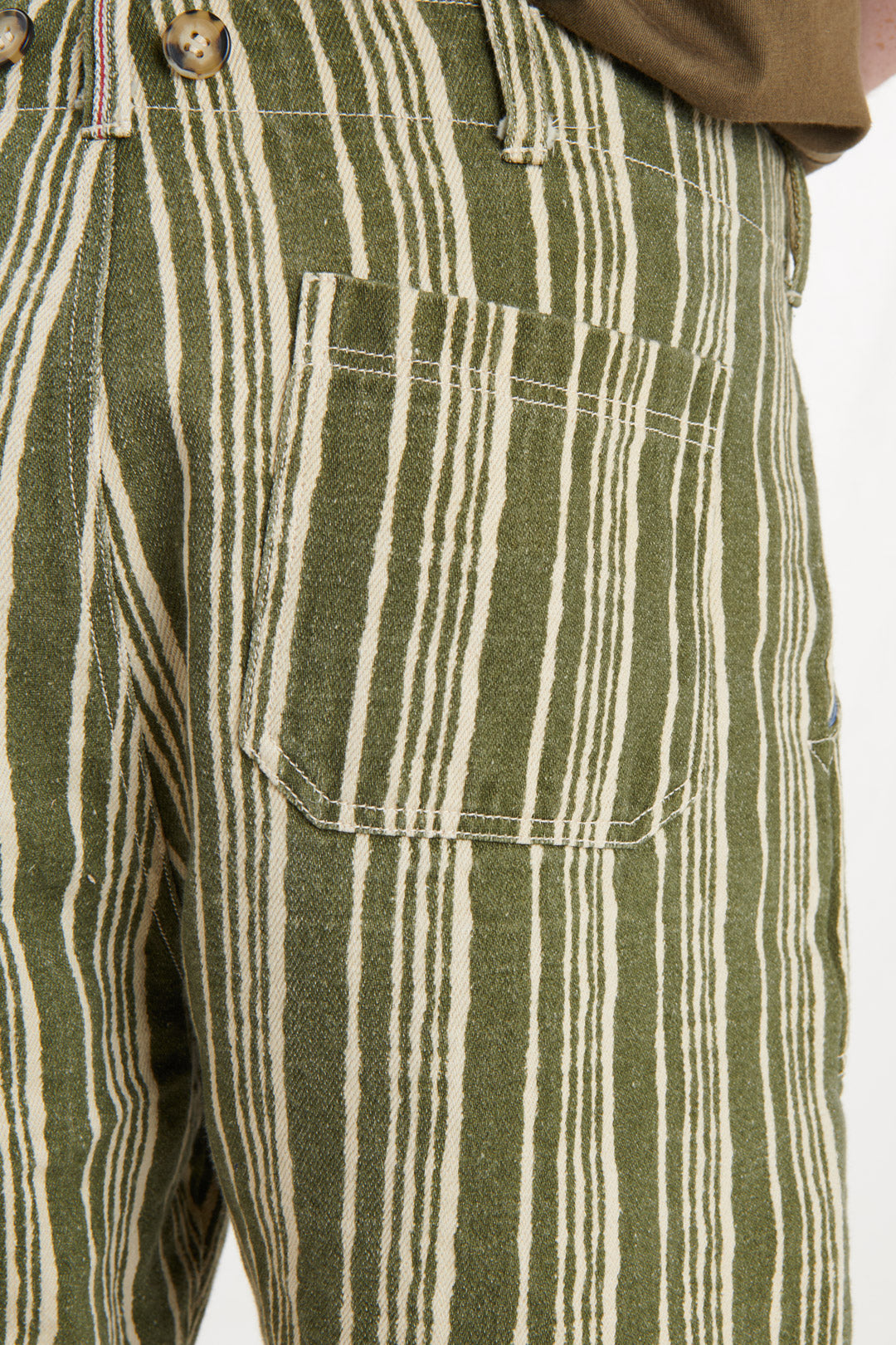 GREEN STRIPED BERMUDA SHORTS