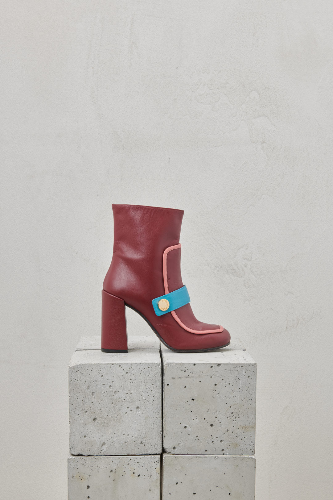 BURGUNDY LEATHER ANKLE BOOTS