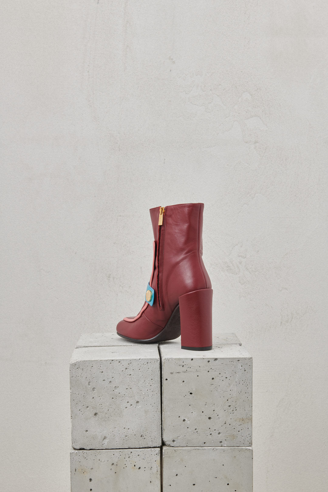 BURGUNDY LEATHER ANKLE BOOTS