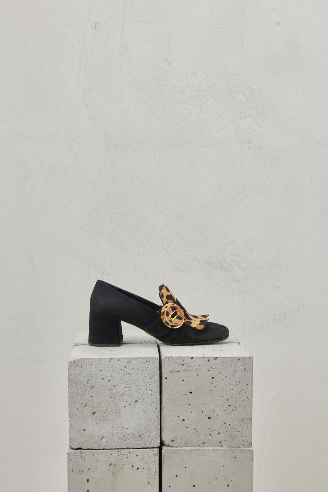 SUEDE LOAFERS WITH ANIMAL DETAILS