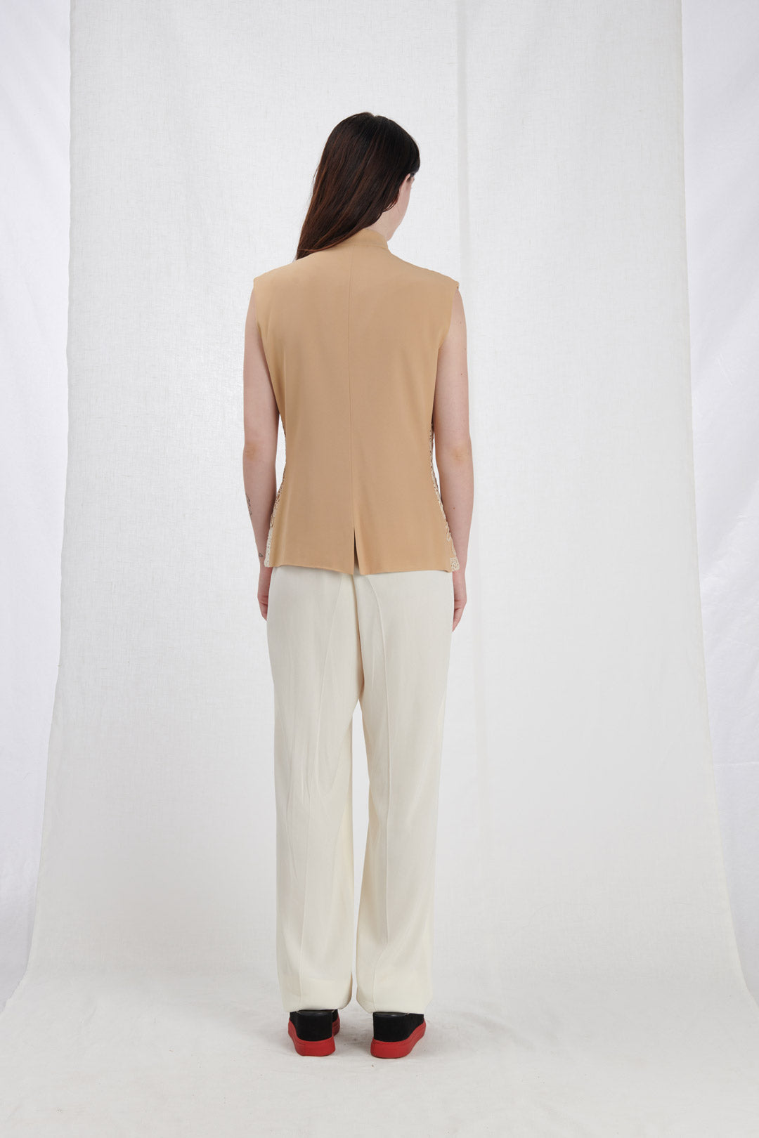 OCHER VEST WITH EMBROIDERY