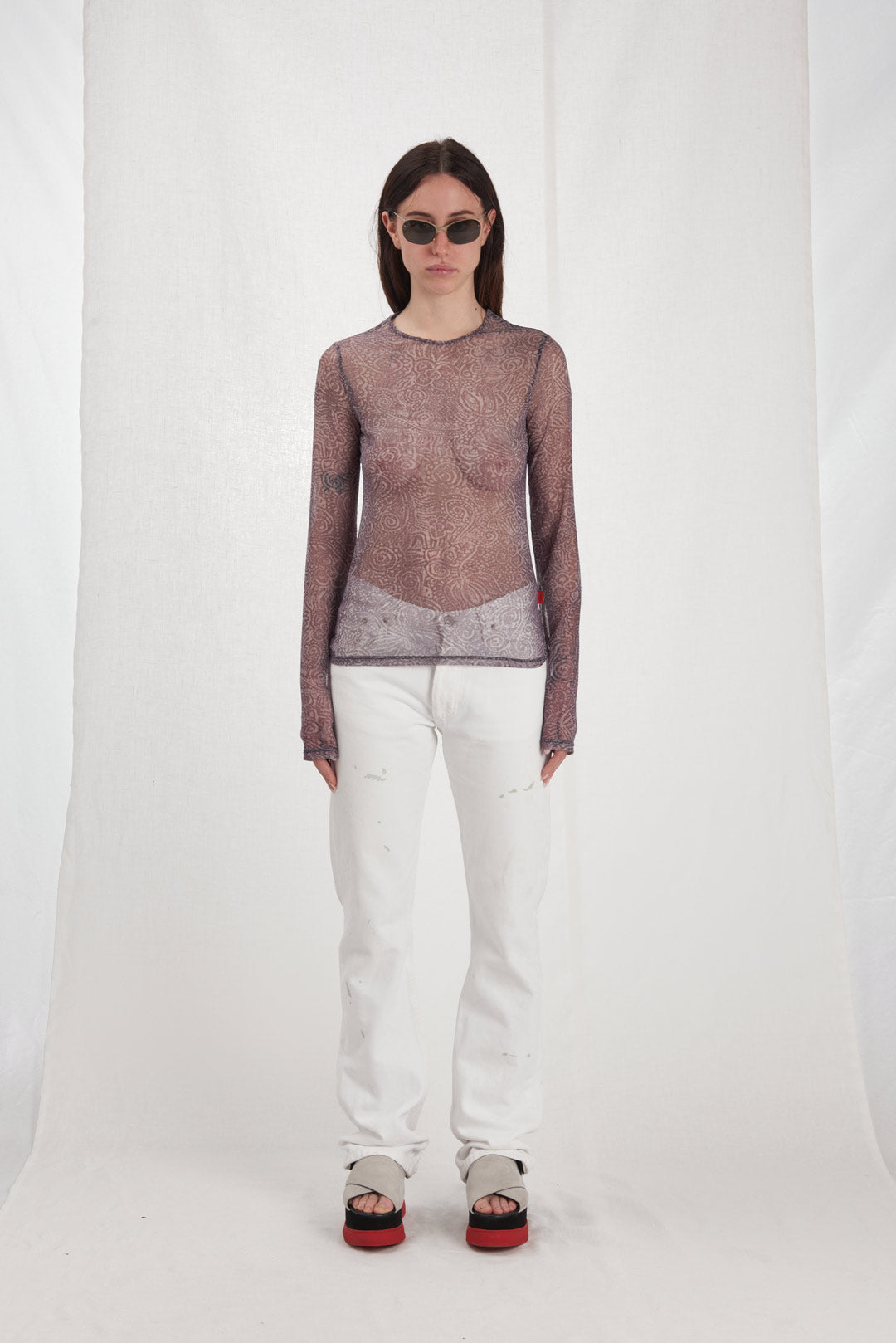 SEMI-TRANSPARENT MESH SWEATER