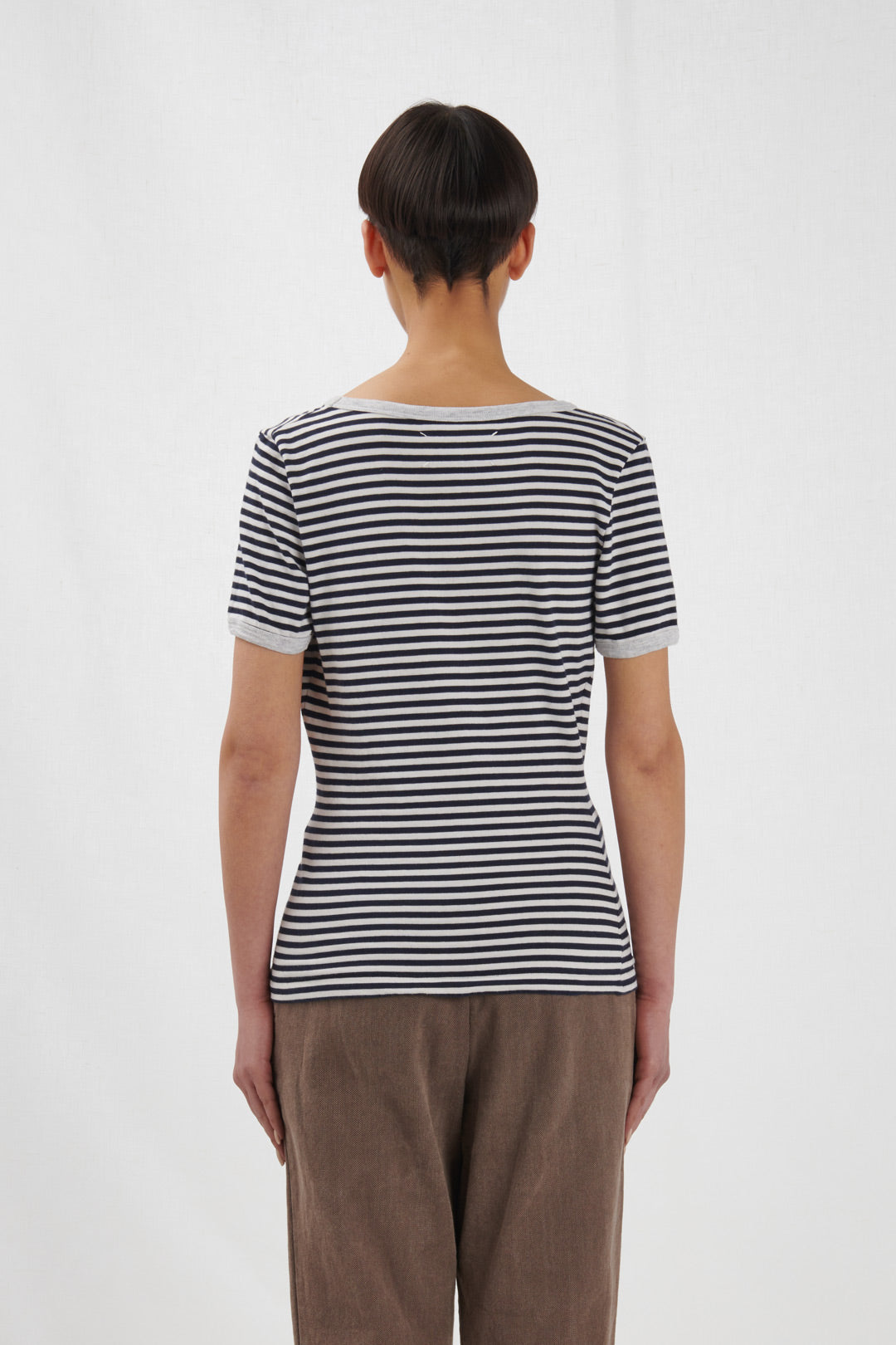 STRIPED T-SHIRT WITH DRAPING