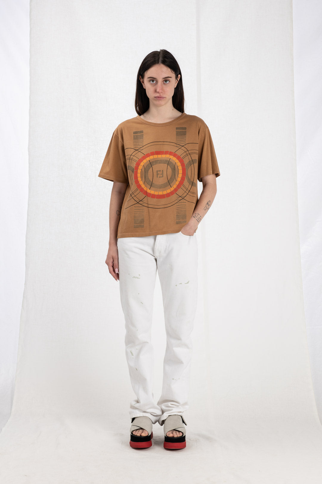 BROWN COTTON T-SHIRT