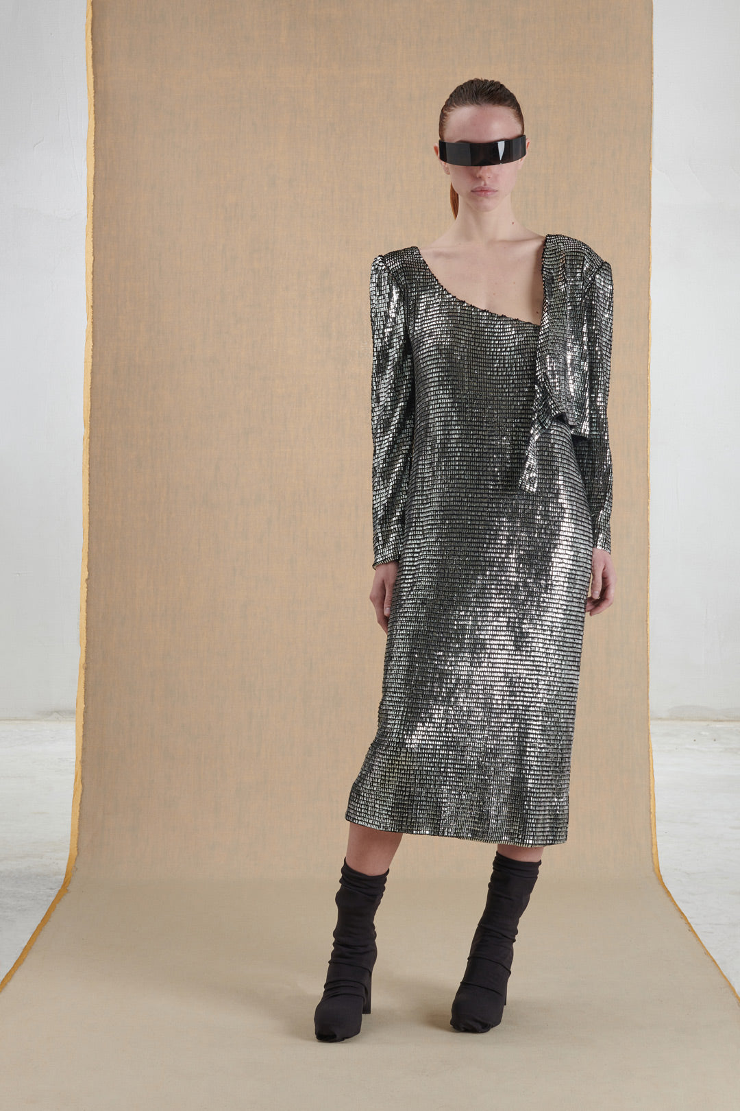 80'S COATED SILVER DRESS