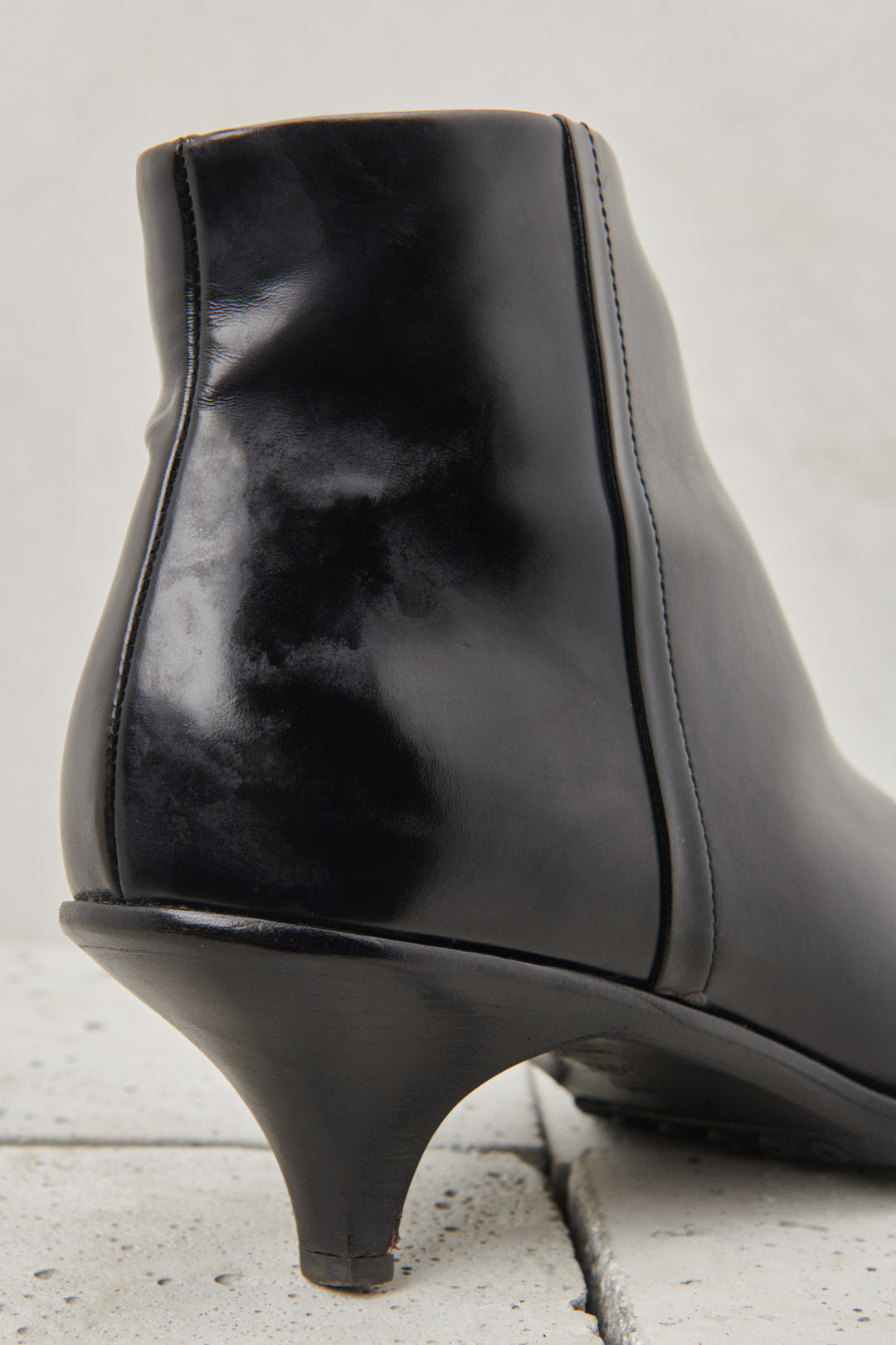 Pointed black ankle boot in brushed calf leather