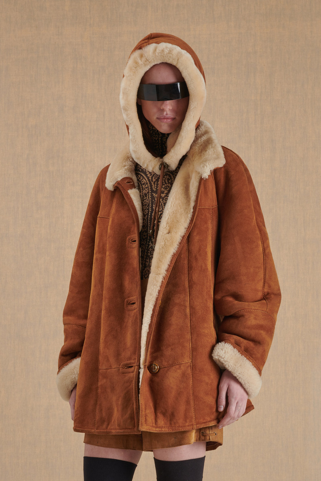 GENUINE LEATHER SHEEPSKIN WITH HOOD