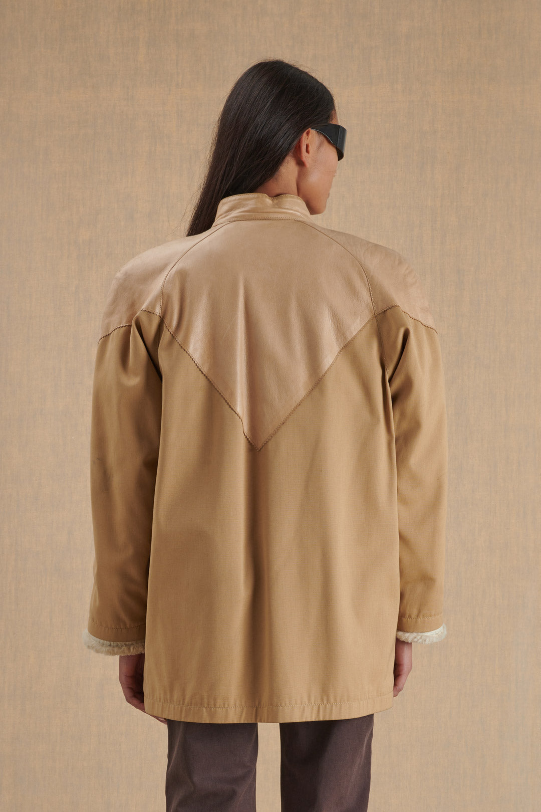 SAND COLOR JACKET PADDED IN FUR