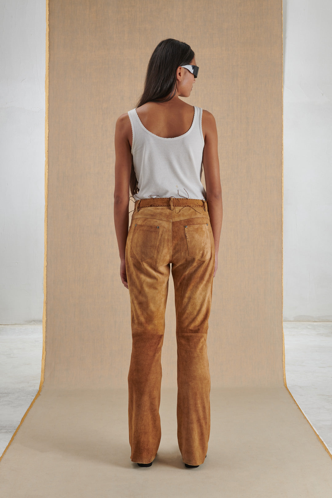 YSL BROWN TROUSERS WITH DECORATIVE INSERTS