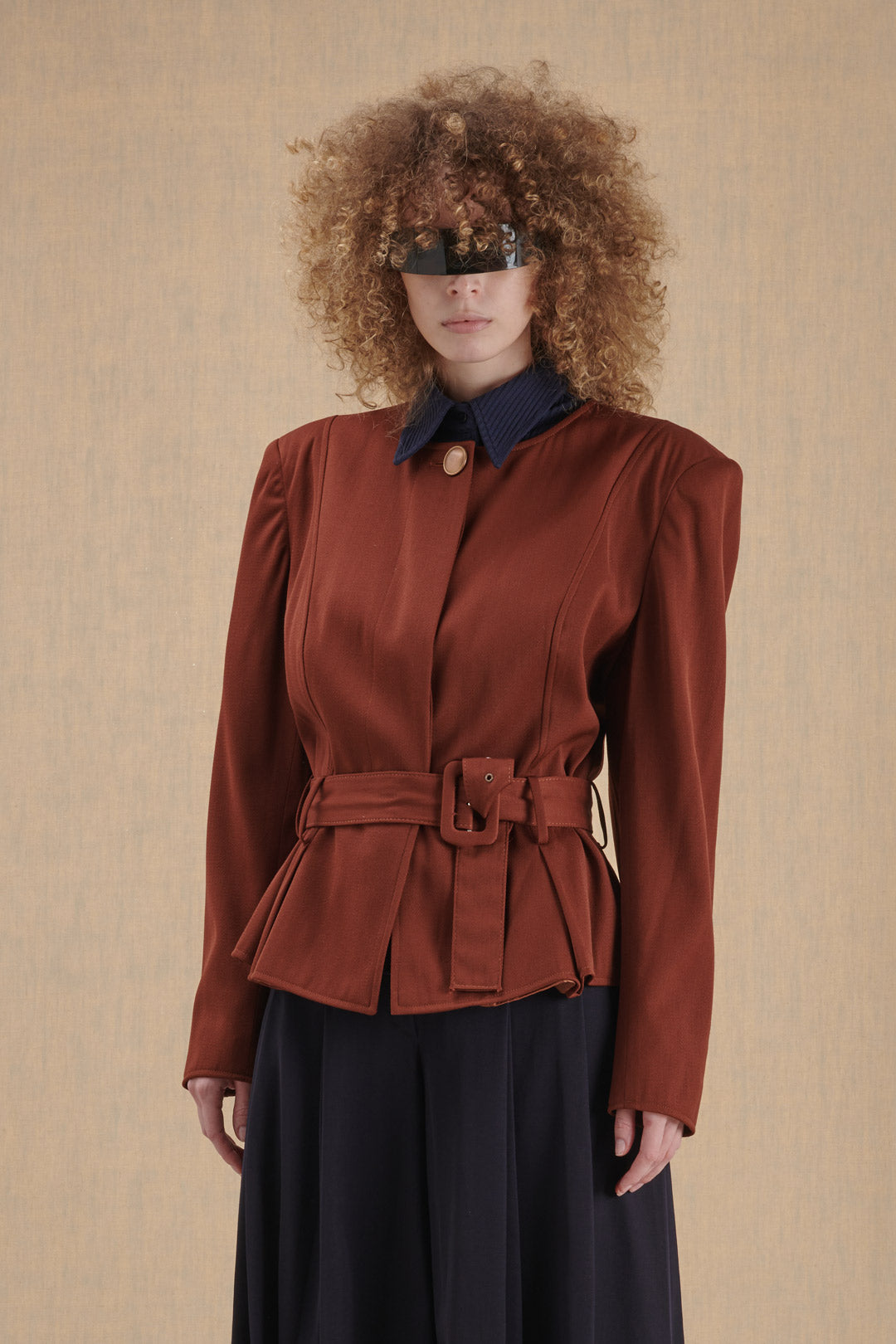 TERRACOTTA JACKET WITH FABRIC BELT