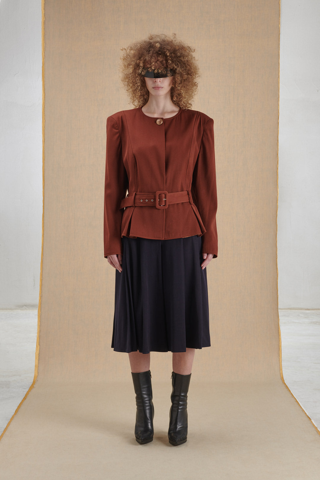 TERRACOTTA JACKET WITH FABRIC BELT