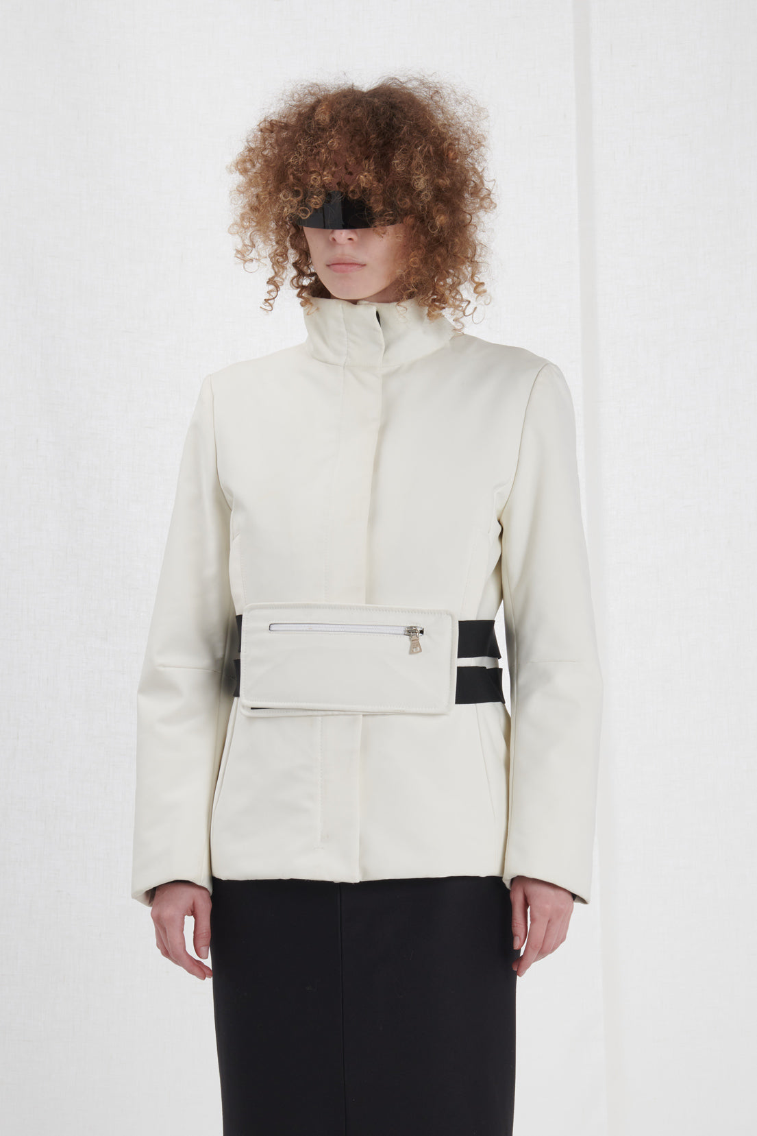 WHITE JACKET IN TECHNICAL FABRIC WITH BAG