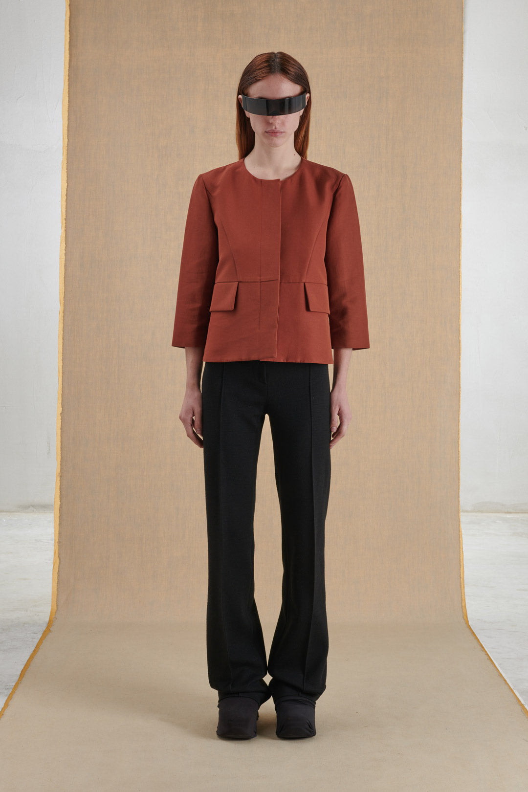 SHORT JACKET IN TERRACOTTA COLOR