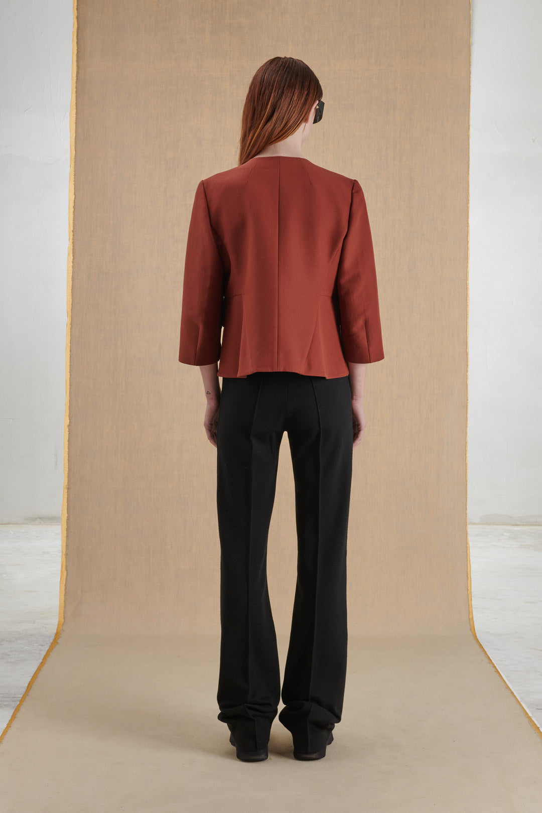 SHORT JACKET IN TERRACOTTA COLOR