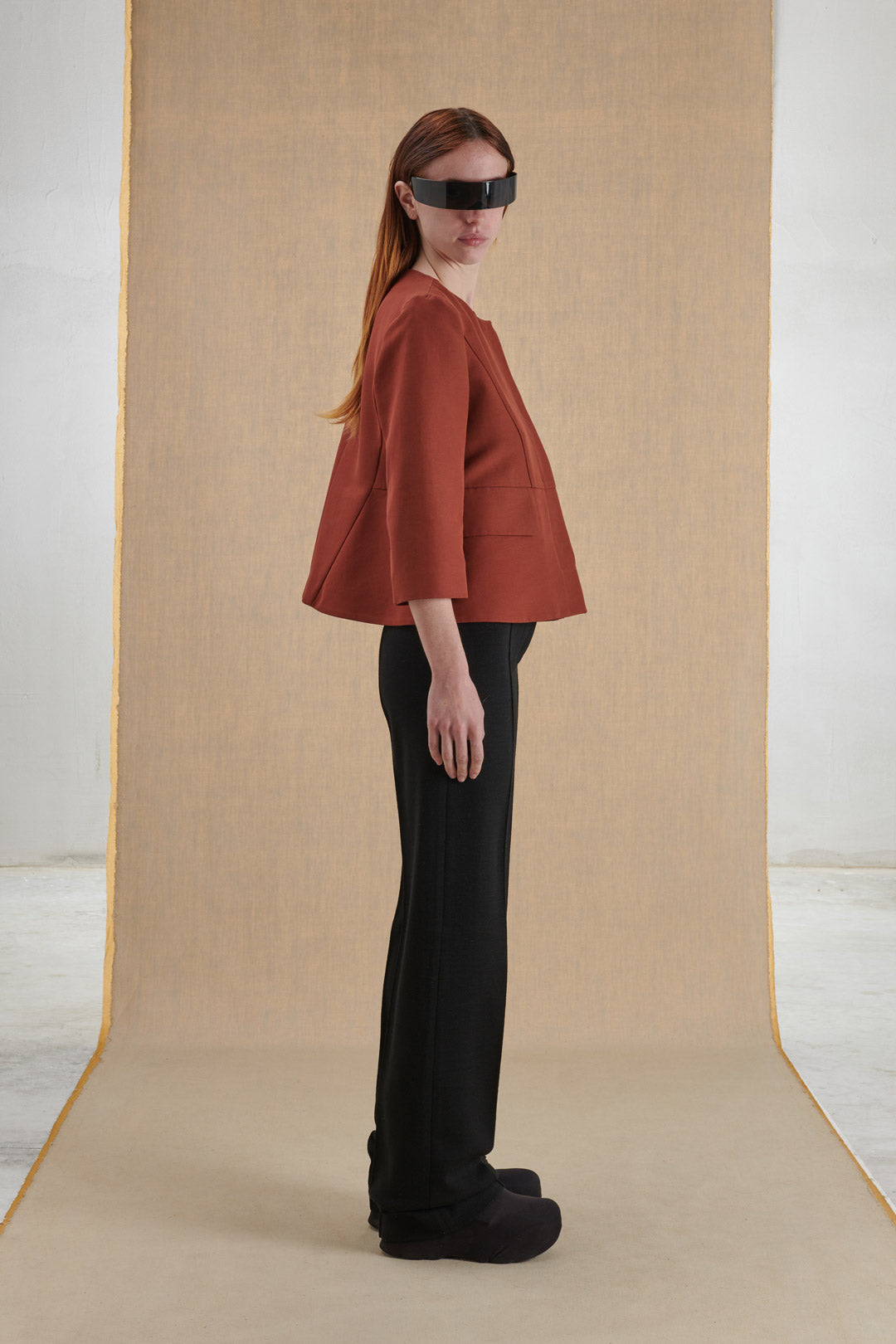 SHORT JACKET IN TERRACOTTA COLOR