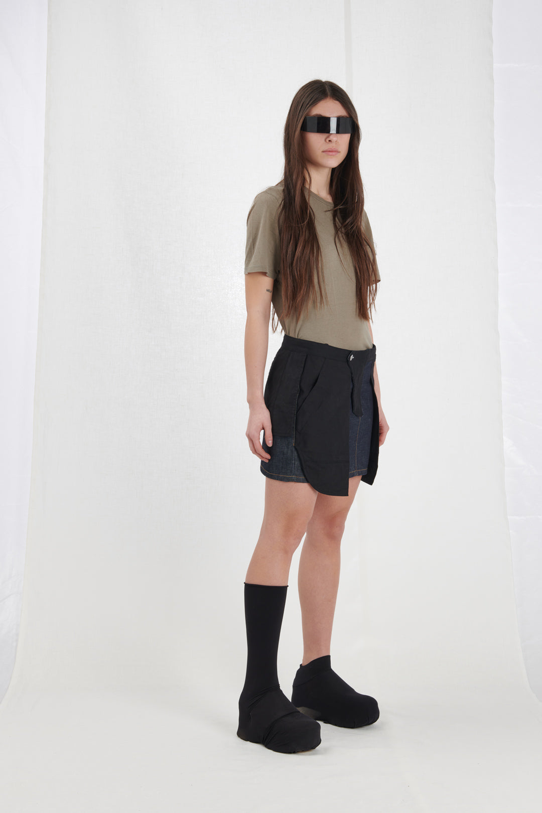 DENIM MINI SKIRT WITH EXTERNAL POCKETS