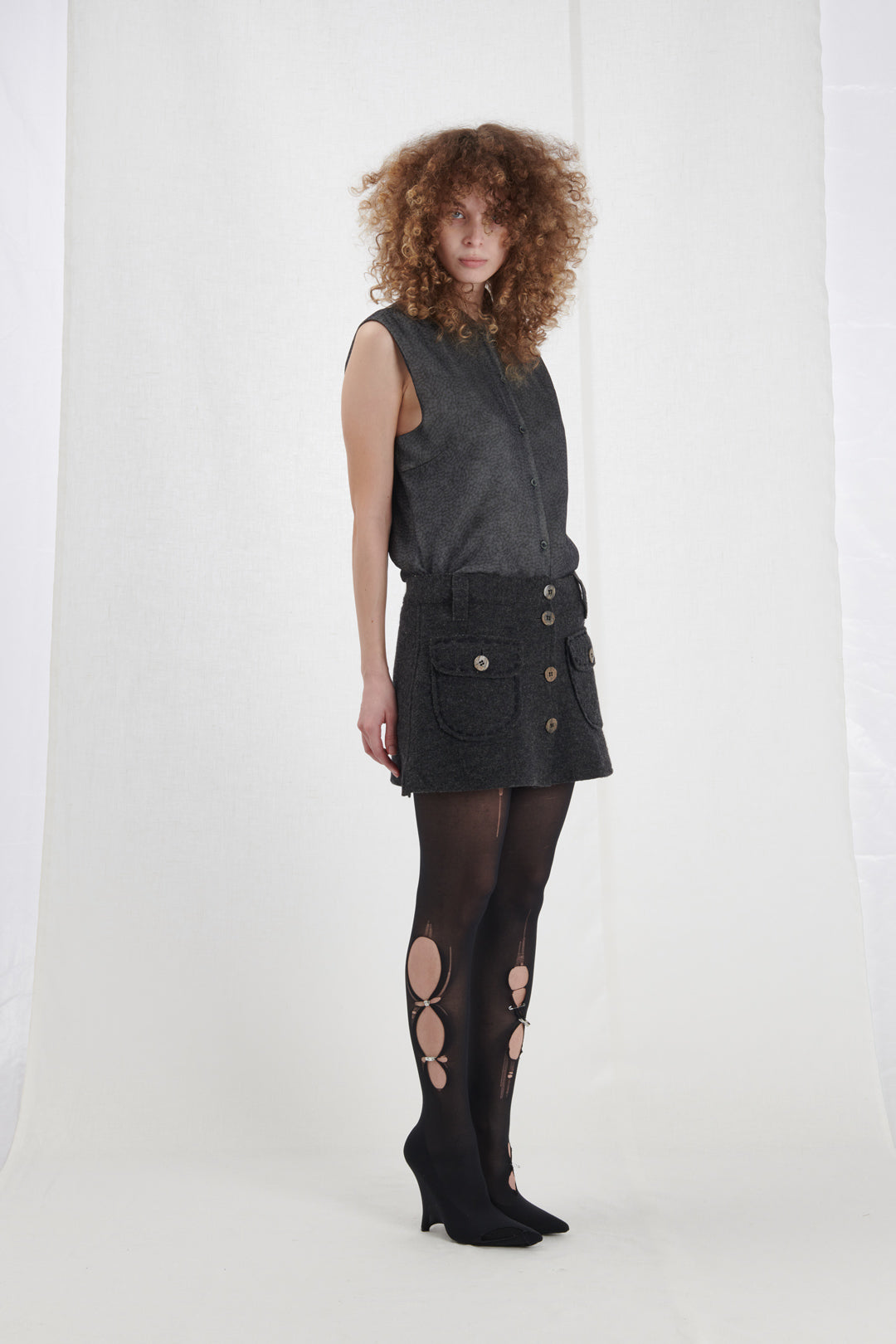 MINI SKIRT IN ANTHRACITE WOOL